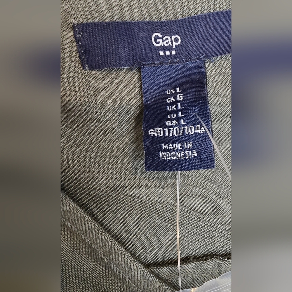 Gap Green long sleeve button up tie waist shirt dress casual Size Large - Picture 8 of 14